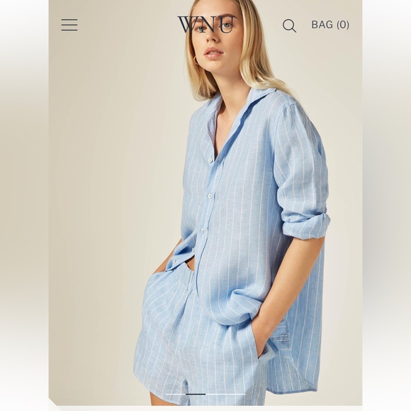 WNU “The Boyfriend” Linen Shirt in Sky Blue ASO Meghan Markle - Picture 3 of 15